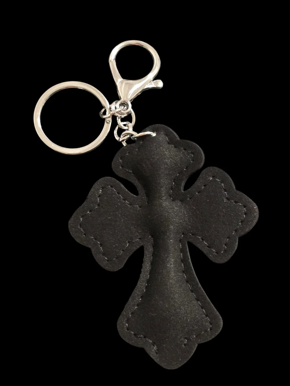 Black Rhinestone Cross Bag Charm Keychain